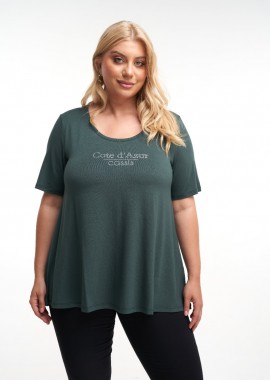 - Μπλούζα Κ/Μ με στρας cote d' azur σε χακί χρώμα plus size