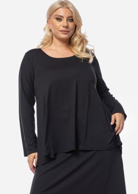 - Μπλούζα με στρογγυλή λαιμόκοψη σε μαύρο χρώμα