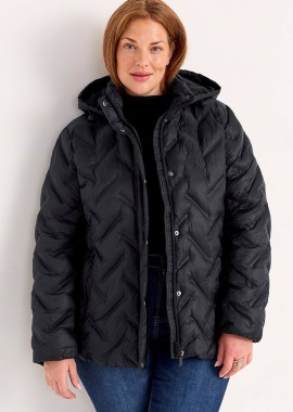 - Μπουφάν με αποσπώμενη κουκούλα σε μαύρο χρώμα