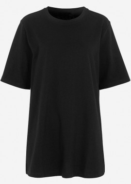 - T-shirt άνετη γραμμή σε μαύρο χρώμα plus size