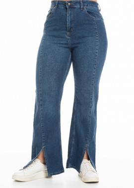 - Παντελόνι Jean με νερβίρ και άνοιγμα σε denim blue χρώμα