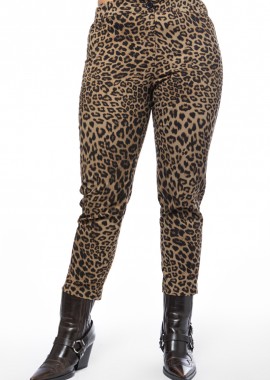 - Παντελόνι βαμβακερό με λάστιχο σε leopard χρώμα