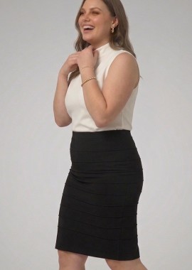 - Pencil φούστα με ραφές σε μαύρο χρώμα