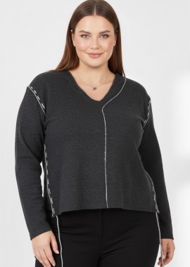 - Πλεκτή μπλούζα με φυτιλακια σε ανθρακι χρώμα