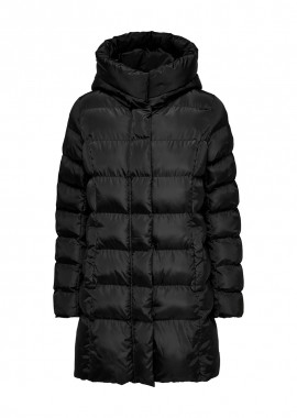 - Puffer μπουφάν με κουκούλα σε μαύρο χρώμα
