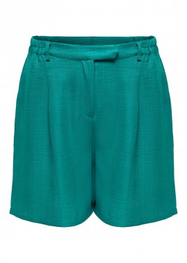 - Shorts με πιέτα και τσέπες σε πετρόλ χρώμα plus size