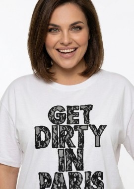 - T-shirt plus size με δαντέλα
