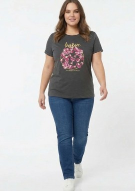 - T-shirt με τύπωμα λουλούδια