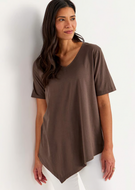 - T-shirt με V ασύμμετρο Plus Size