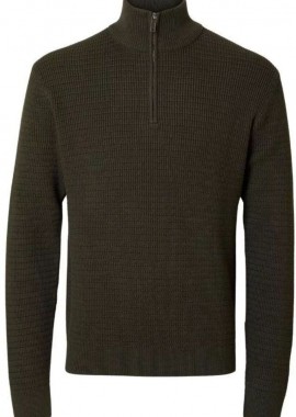 Selected - Selected Tom Ανδρικό Structure Half Zip Πλεκτό 16099208 Χακί