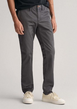 Gant - Gant Ανδρικό Παντελόνι Chino Slim Fit Cotton Twill 1505221 Ανθρακί