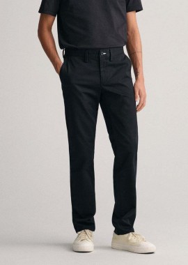 Gant - Gant Ανδρικό Παντελόνι Chino Slim Fit Cotton Twill 1505221 Μαύρο