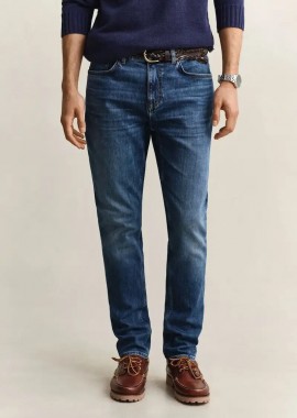Gant - Gant Ανδρικό Παντελόνι Slim Fit 1000010-972 Μπλέ
