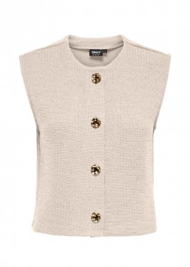 Only - Only Vicki Γυναικείο Αμάνικο Πλεκτό Γιλέκο 15369165 Μπέζ
