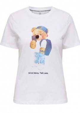 Only - Only Teddy Γυναικείο Κοντομάνικο T-shirt 15369992 Λευκό