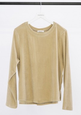 Philosophy - Philosophy Velour Corduroy Cropped Top BL12032 Μπέζ