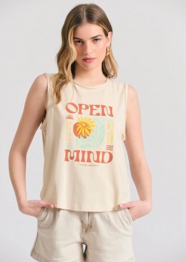 Funky Buddha - Funky Buddha Γυναικείο T-shirt με Graphic Print FBL011-169-04 Εκρου