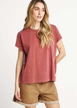 Funky Buddha - Funky Buddha T-shirt με Άνοιγμα στο Μανίκι FBL013-106-04 Κοραλί