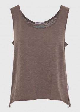 Funky Buddha - Funky Buddha Γυναικείο βαμβακερό tank top FBL013-108-04 Καφέ