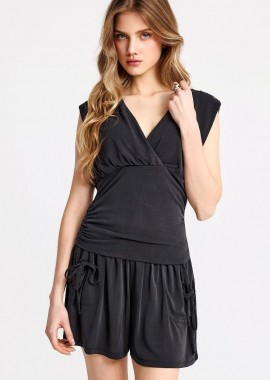 Funky Buddha - Funky Buddha Γυναικείο Αμάνικο Τοπ FBL013-108-17 Μαύρο