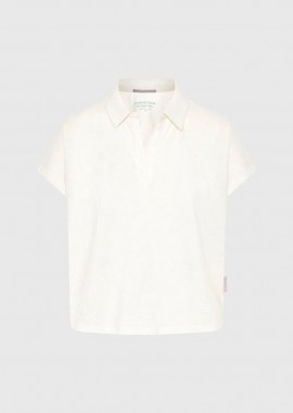 Funky Buddha - Funky Buddha Γυναικείο T-shirt με γιακά FBL013-109-04 Σπασμένο Λευκό