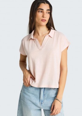 Funky Buddha - Funky Buddha Γυναικείο T-shirt με γιακά FBL013-109-04 Rose