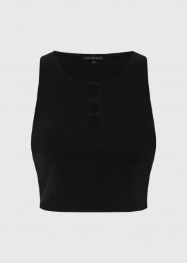 Funky Buddha - Funky Buddha Crop top με Κοψίματα Μπροστά FBL013-109-17 Μαύρο