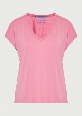 Funky Buddha - Funky Buddha Γυναικείο T-shirt με V Λαιμόκοψη - The Basics Collection FBL013-111-04 Ρόζ