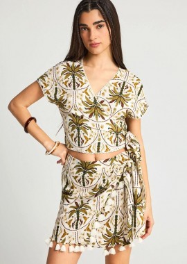 Funky Buddha - Funky Buddha Γυναικείο Κρουαζέ Top FBL013-112-17 Λαδί