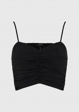 Funky Buddha - Funky Buddha Γυναικείο Εφαρμοστό Cropped Τοπ FBL013-123-17 Μαύρο