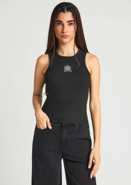 Funky Buddha - Funky Buddha Γυναικείο tank top με με κέντημα FBL013-130-04 Μαύρο