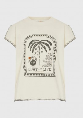 Funky Buddha - Funky Buddha Γυναικείο Relaxed T-shirt με Τύπωμα FBL013-132-04 Λευκό