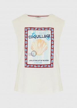 Funky Buddha - Funky Buddha Γυναικείο Βαμβακερό T-shirt με Τύπωμα FBL013-140-04 Λευκό