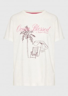 Funky Buddha - Funky Buddha Γυναικείο Βαμβακερό T-shirt με Τύπωμα FBL013-142-04 Λευκό