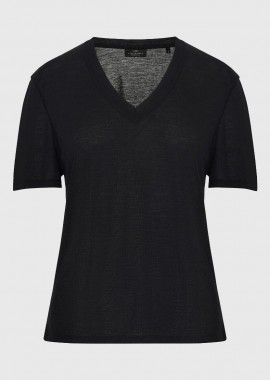 Funky Buddha - Funky Buddha Γυναικείο T-shirt με V Λαιμόκοψη FBL013-167-04 Μαύρο