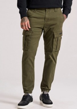 Funky Buddha - Funky Buddha Ανδρικό Comfort Cargo Παντελόνι με Cuffed Τελείωμα FBM010-030-02 Λαδί