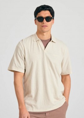 Funky Buddha - Funky Buddha Ανδρική Relaxed Fit Linen Blend Μπλούζα FBM011-012-11 Εκρου