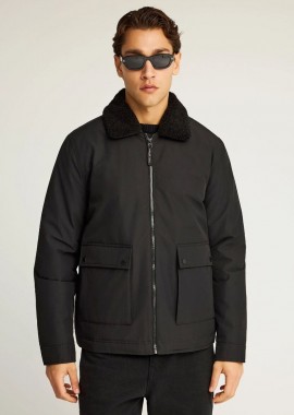 Funky Buddha - Funky Buddha Sustainable casual μπουφάν με γιακά FBM012-026-01 Μαύρο