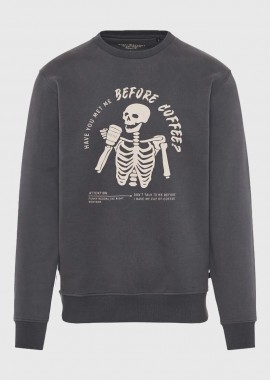 Funky Buddha - Funky Buddha Ανδρικό φούτερ με λαιμόκοψη FBM012-032-06 Σκούρο Γκρί