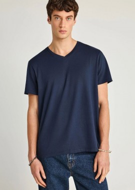 Funky Buddha - Funky Buddha Ανδρικό T-shirt με V λαιμόκοψη - The basics collection FBM013-002-04 Σκούρο Μπλέ