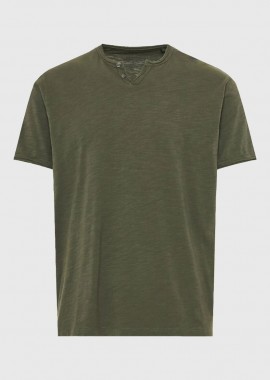 Funky Buddha - Funky Buddha Ανδρικό βαμβακερό t-shirt με v-neck FBM013-004-04 Χακί