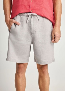Funky Buddha - Funky Buddha Ανδρική λινή chino βερμούδα FBM013-009-03 Σκούρο Γκρί