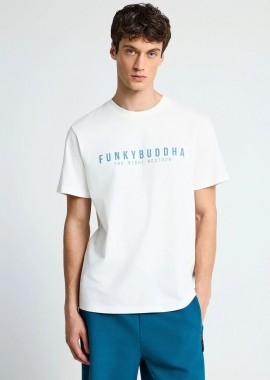 Funky Buddha - Funky Buddha Ανδρικό t-shirt με τύπωμα από βαμβάκι FBM013-011-04 Σπασμένο Λευκό