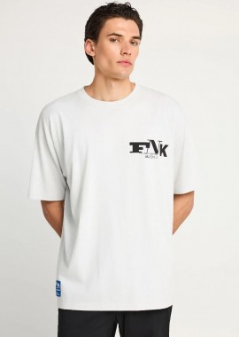 Funky Buddha - Funky Buddha Ανδρικό oversized t-shirt με τύπωμα στην πλάτη FBM013-018-04 Ανοιχτό Πράσινο