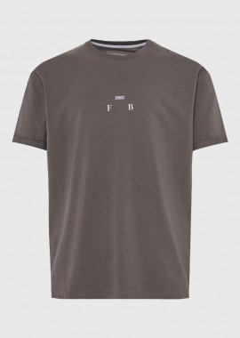 Funky Buddha - Funky Buddha Ανδρικό Relaxed T-shirt με Τύπωμα στην Πλάτη FBM013-019-04 Σκούρο Γκρί