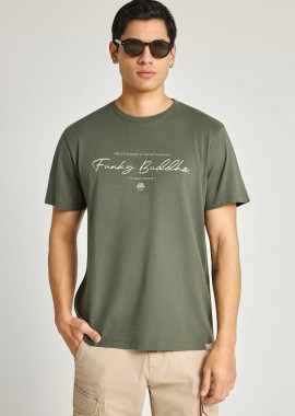 Funky Buddha - Funky Buddha Ανδρικό T-shirt με λογότυπο FBM013-022-04 Χακί