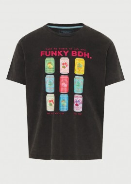 Funky Buddha - Funky Buddha Ανδρικό Βαμβακερό T-Shirt με Τύπωμα FBM013-040-04 Μαύρο