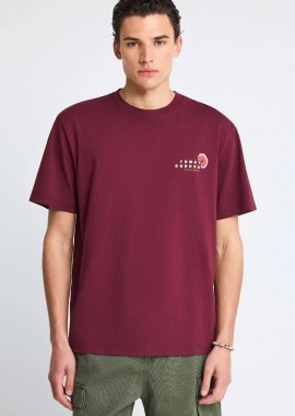 Funky Buddha - Funky Buddha Ανδρικό Relaxed T-shirt με Τύπωμα στην Πλάτη FBM013-087-04 Κόκκινο