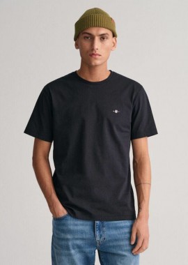 Gant - Gant Ανδρικό Reg Shield Κοντομάνικο T-Shirt 2003184 Μαύρο