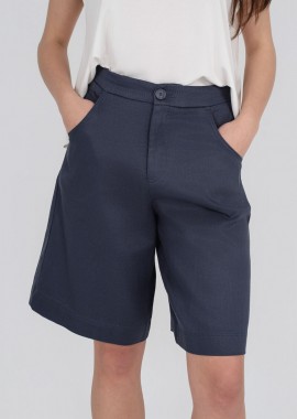Philosophy - Philosophy Twill Linen Shorts TR44563 Μπλέ